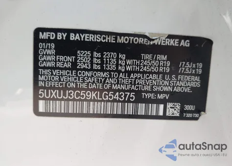 2019 BMW X4 xDrive30I из США, поврежденный, VIN 5UXUJ3C59KLG54375